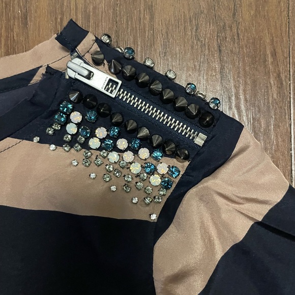 Allsaints hand embellished silk blouse, us2/uk6/eu34 - Picture 2 of 5